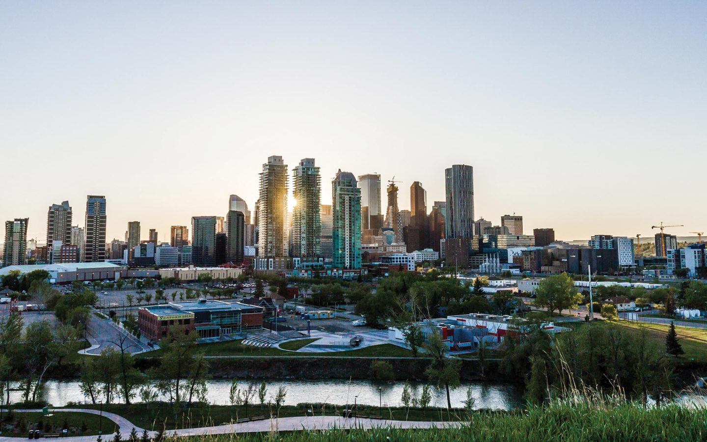 a skyline view of downtown Calgary